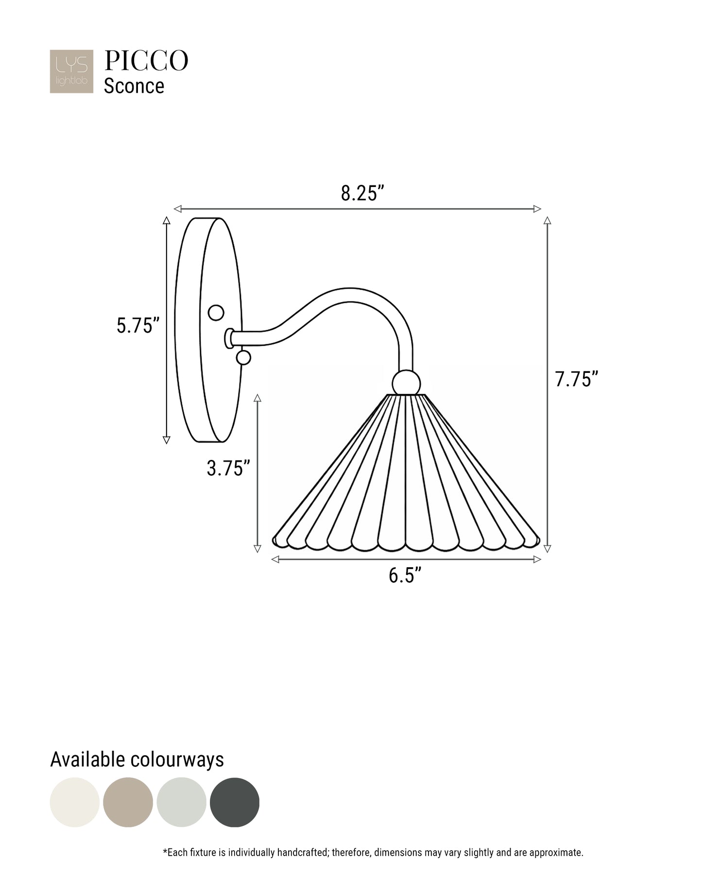 Picco Wall Sconce | Small Pleated Light Fixture | Shadow Charcoal Gray