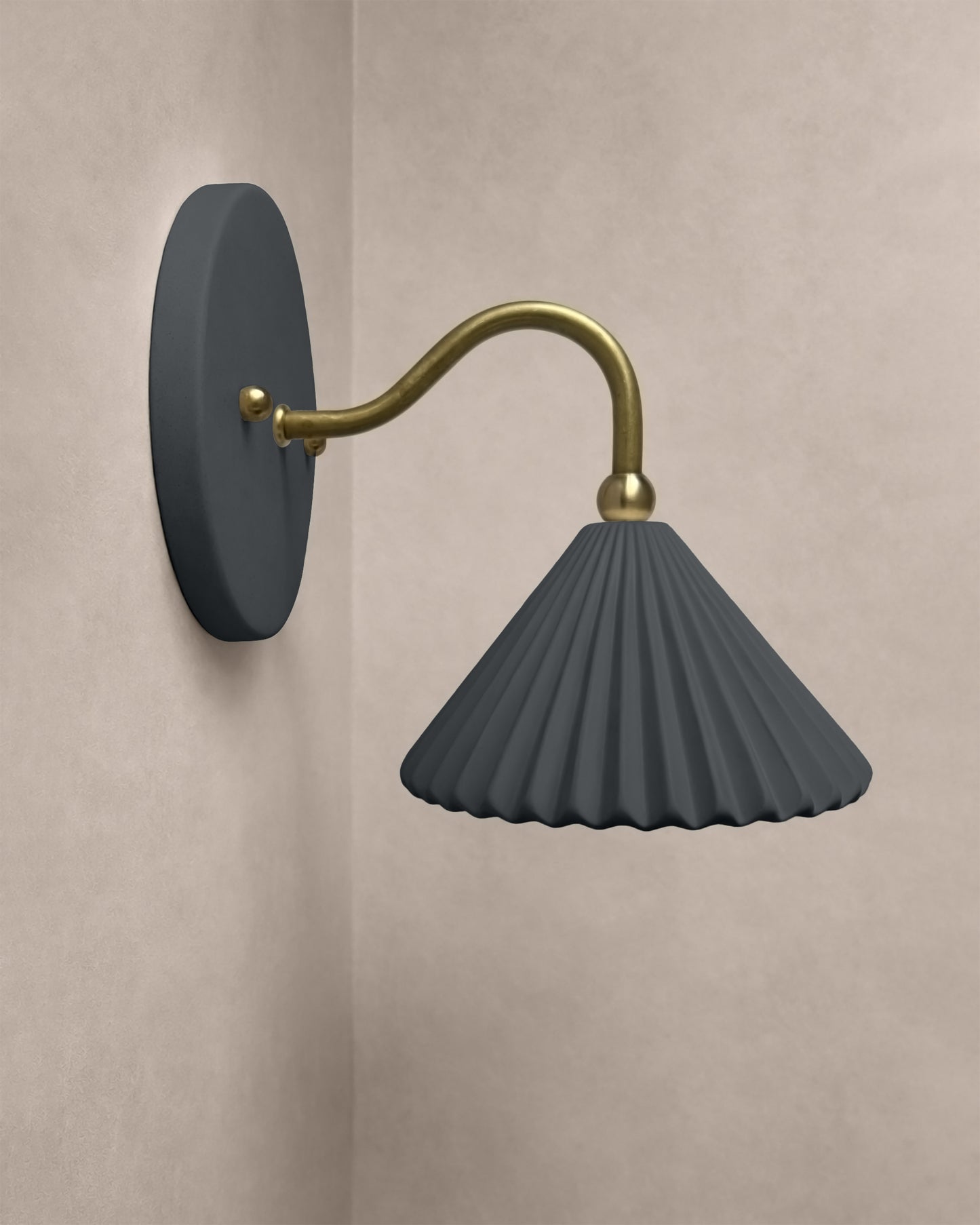 Picco Wall Sconce | Small Pleated Light Fixture | Shadow Charcoal Gray
