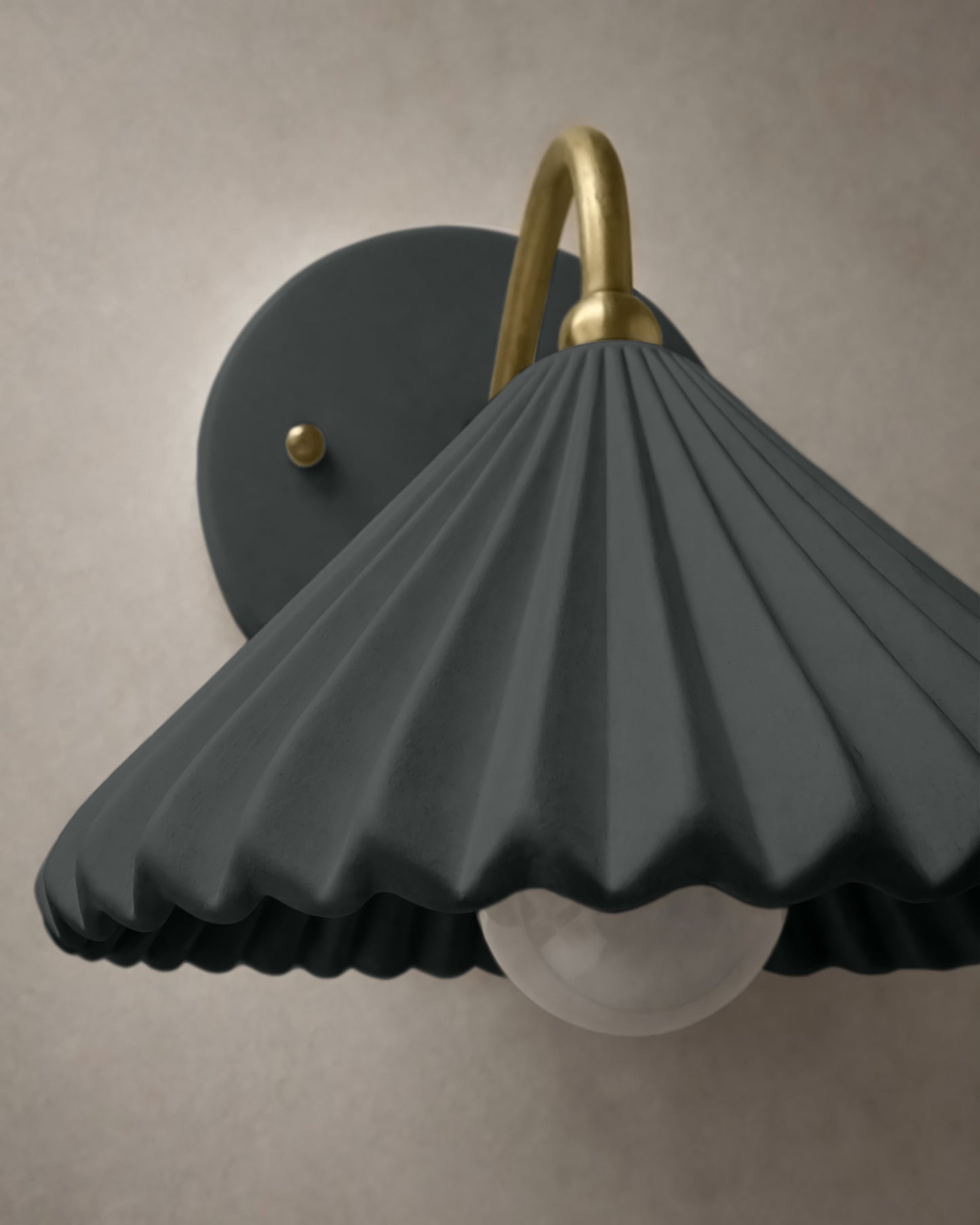Picco Wall Sconce | Small Pleated Light Fixture | Shadow Charcoal Gray