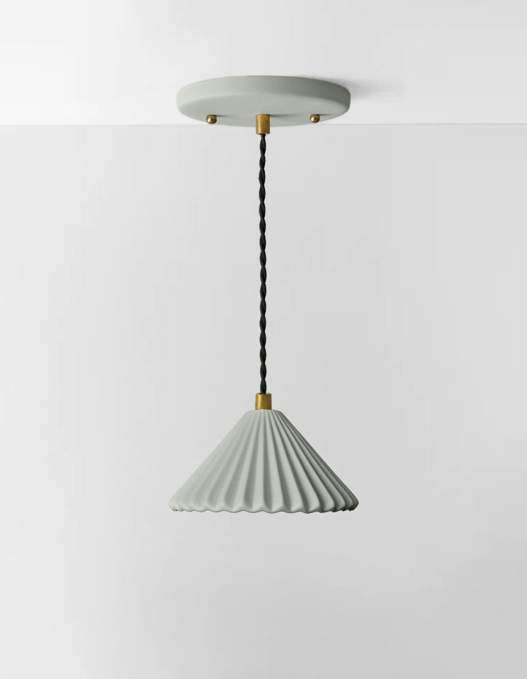 Picco Pendant Light | Small Pleated Hanging Fixture | Fog Gray