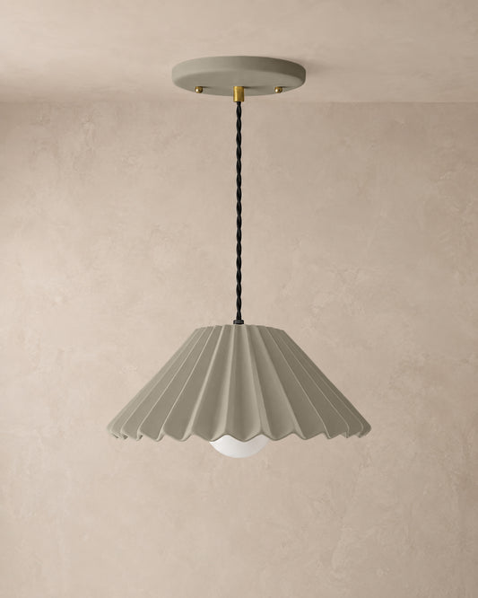 Picco Pendant Light | Large Pleated Hanging Fixture | Dune Natural
