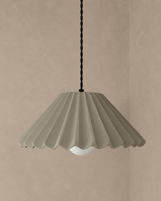 Picco Pendant Light | Large Pleated Hanging Fixture | Dune Natural