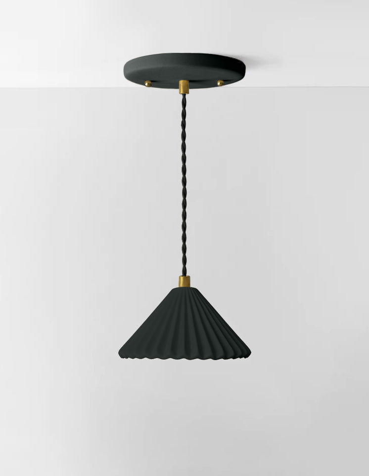 Picco Pendant Light | Small Pleated Hanging Fixture | Shadow Charcoal Gray