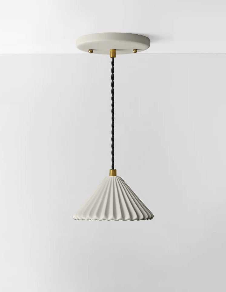 Picco Pendant Light | Small Pleated Hanging Fixture | Bone White