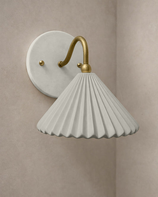 Picco Wall Sconce | Small Pleated Light Fixture | Bone White