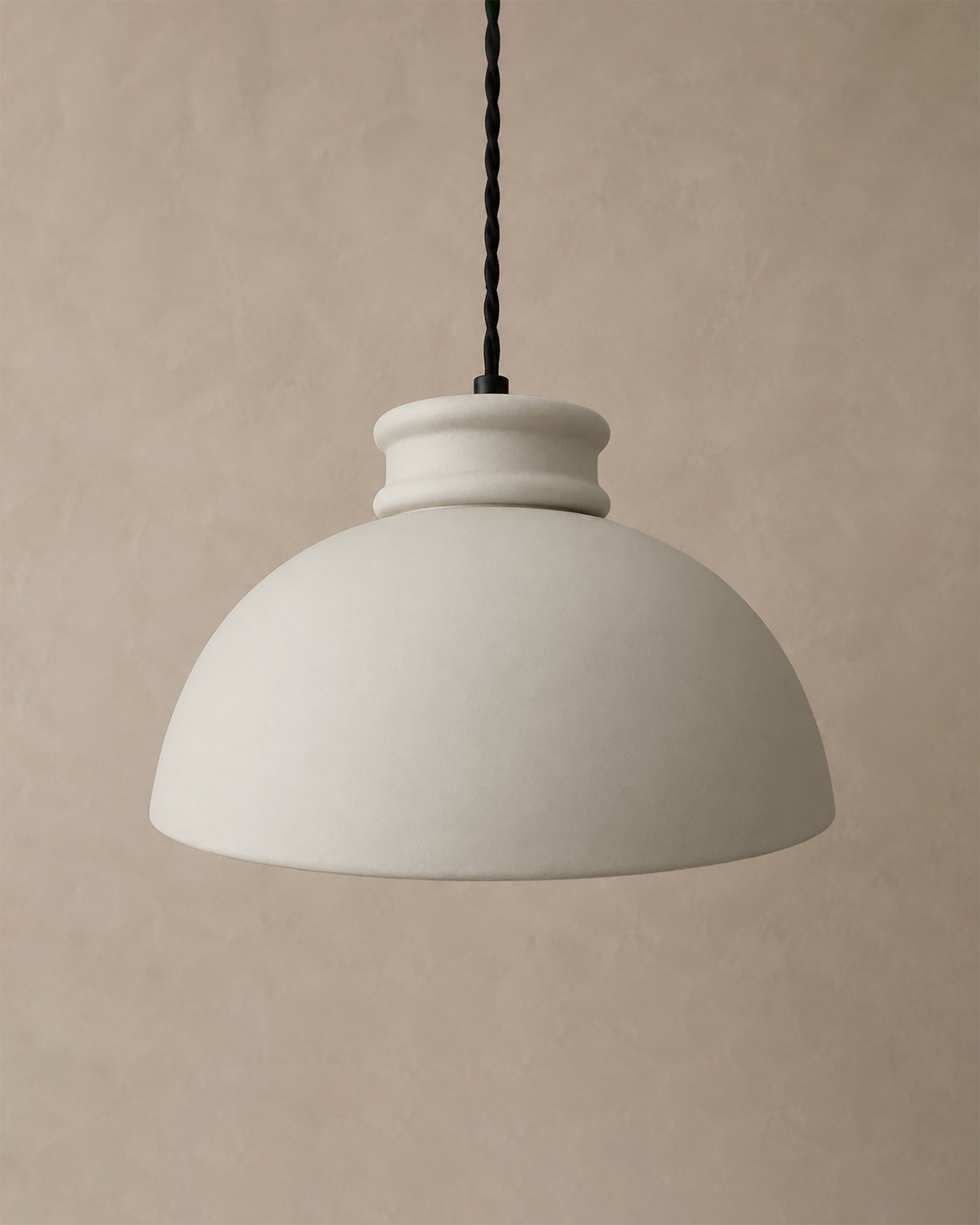 Pompeii Pendant Light | Large Dome Hanging Fixture | Bone White