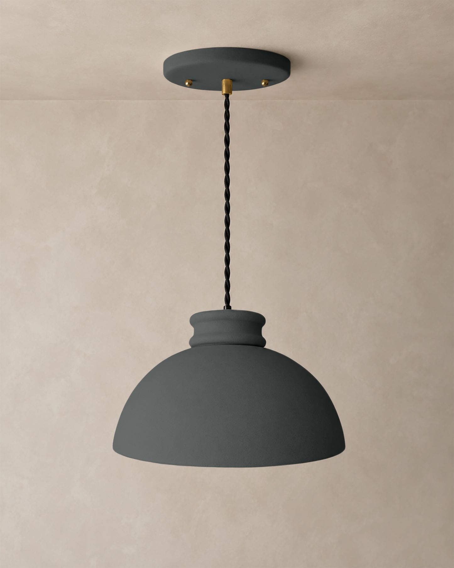 Pompeii Pendant Light | Large Dome Hanging Fixture | Shadow Charcoal Gray