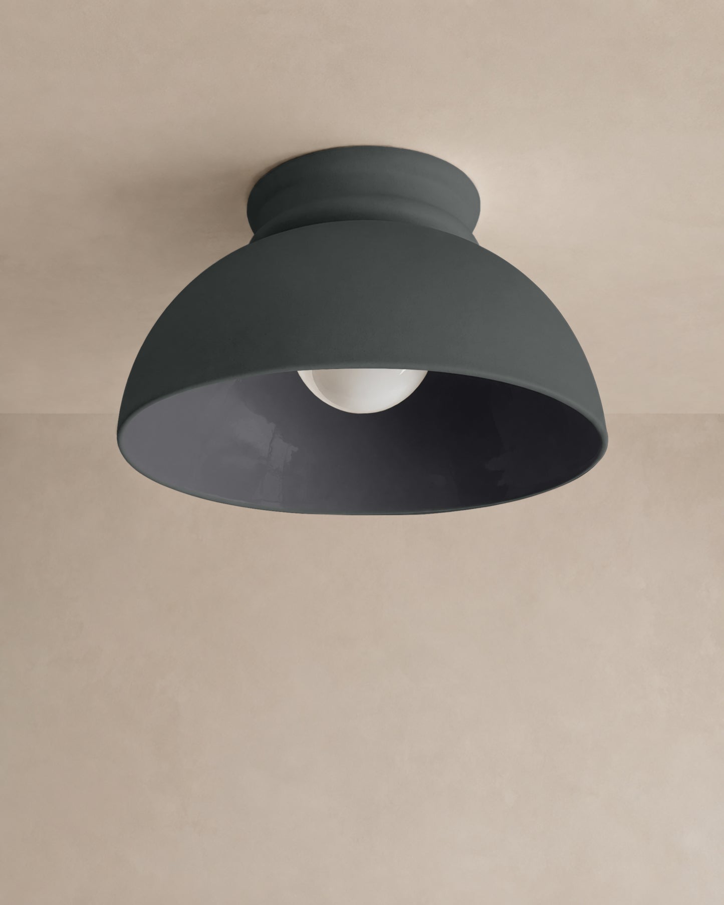 Pompeii Flush Mount Light | Large Dome Ceiling Fixture | Shadow Charcoal Gray