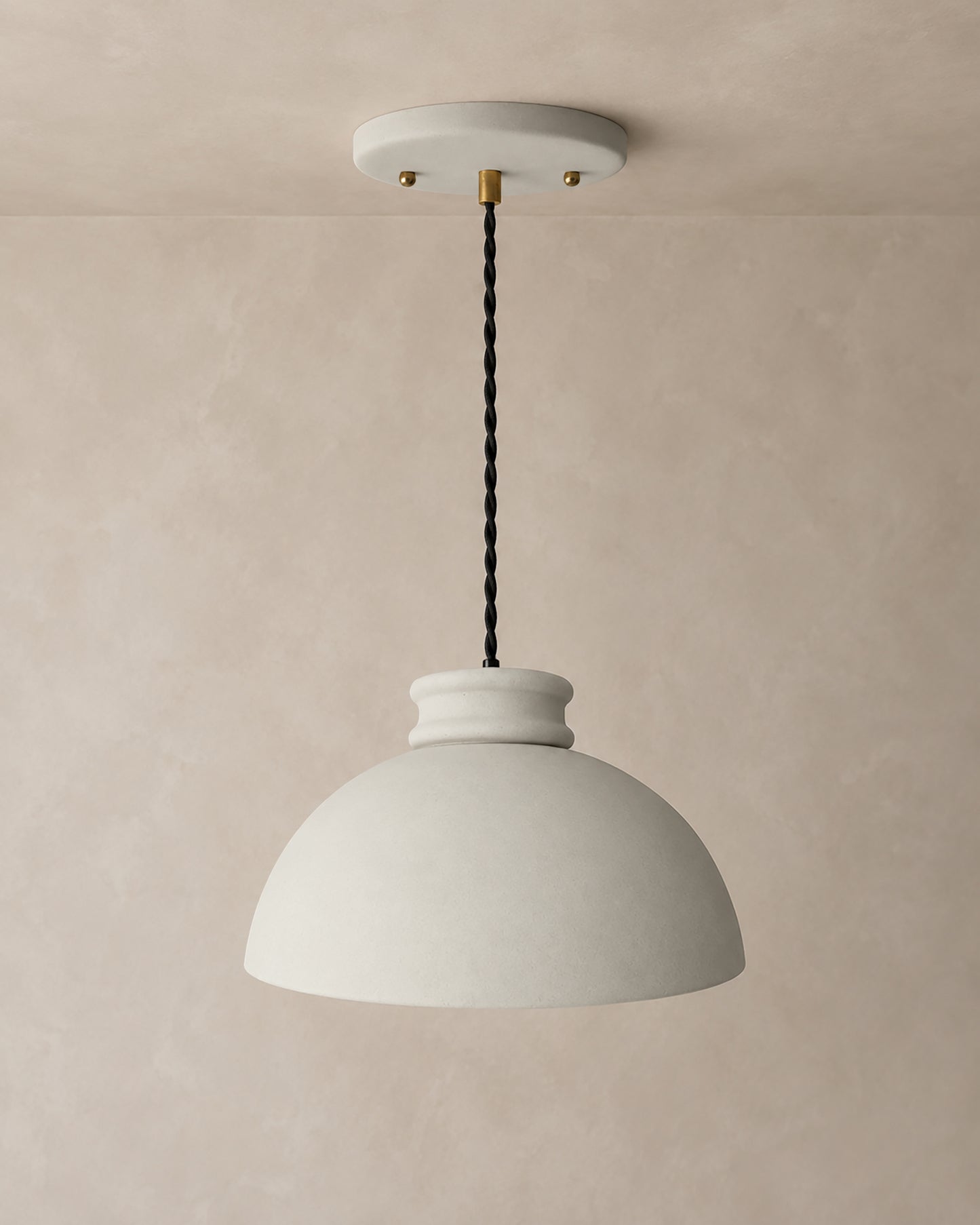 Pompeii Pendant Light | Large Dome Hanging Fixture | Bone White
