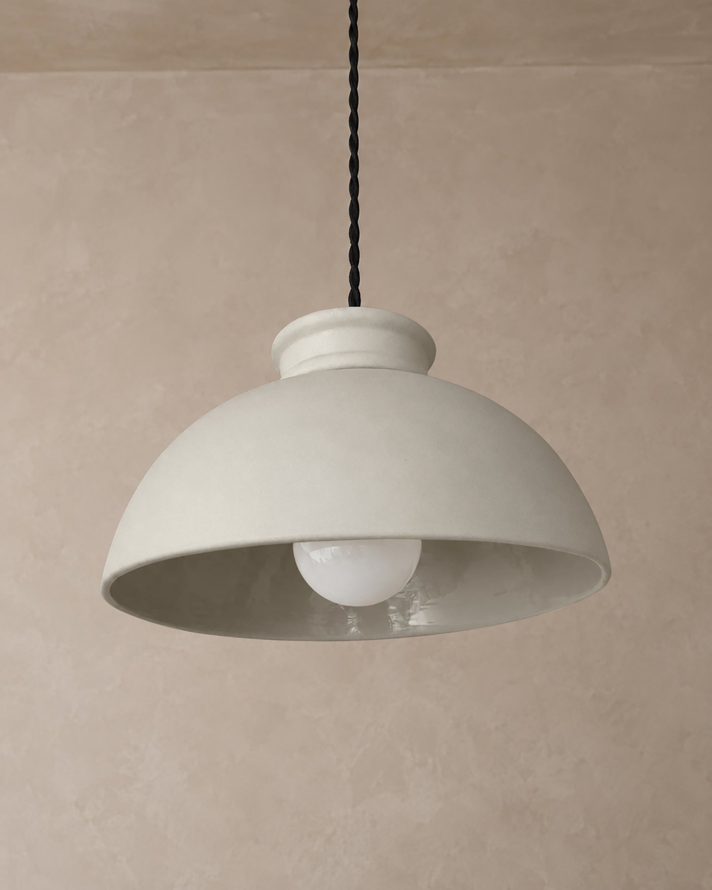 Pompeii Pendant Light | Large Dome Hanging Fixture | Bone White