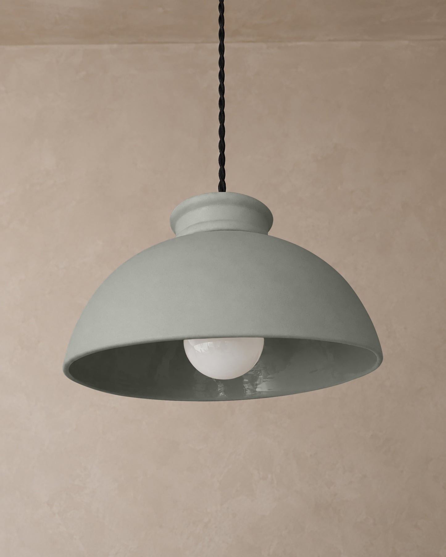 Pompeii Pendant Light | Large Dome Hanging Fixture | Fog Gray