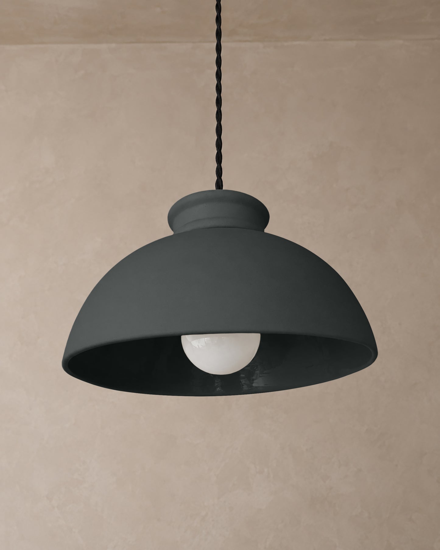 Pompeii Pendant Light | Large Dome Hanging Fixture | Shadow Charcoal Gray