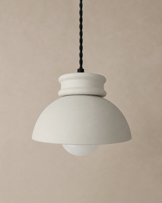 Pompeii Pendant Light | Small Dome Hanging Fixture | Bone White