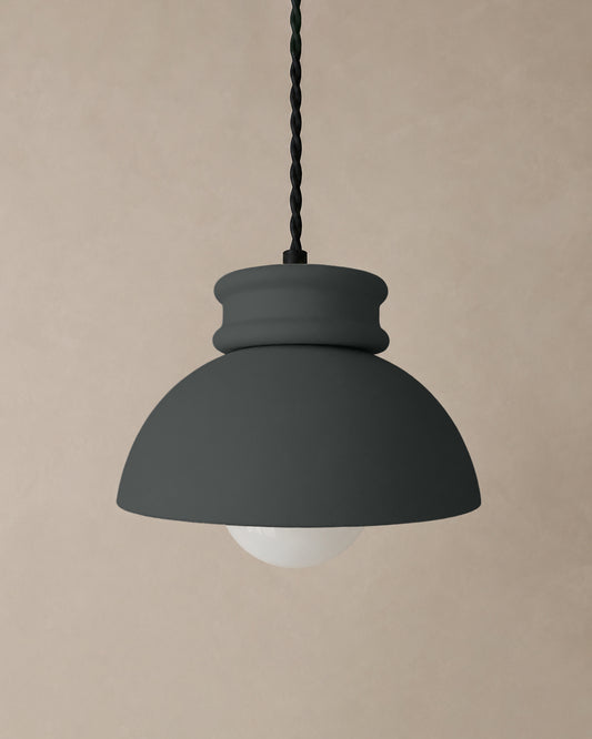 Pompeii Pendant Light | Small Dome Hanging Fixture | Shadow Charcoal Gray