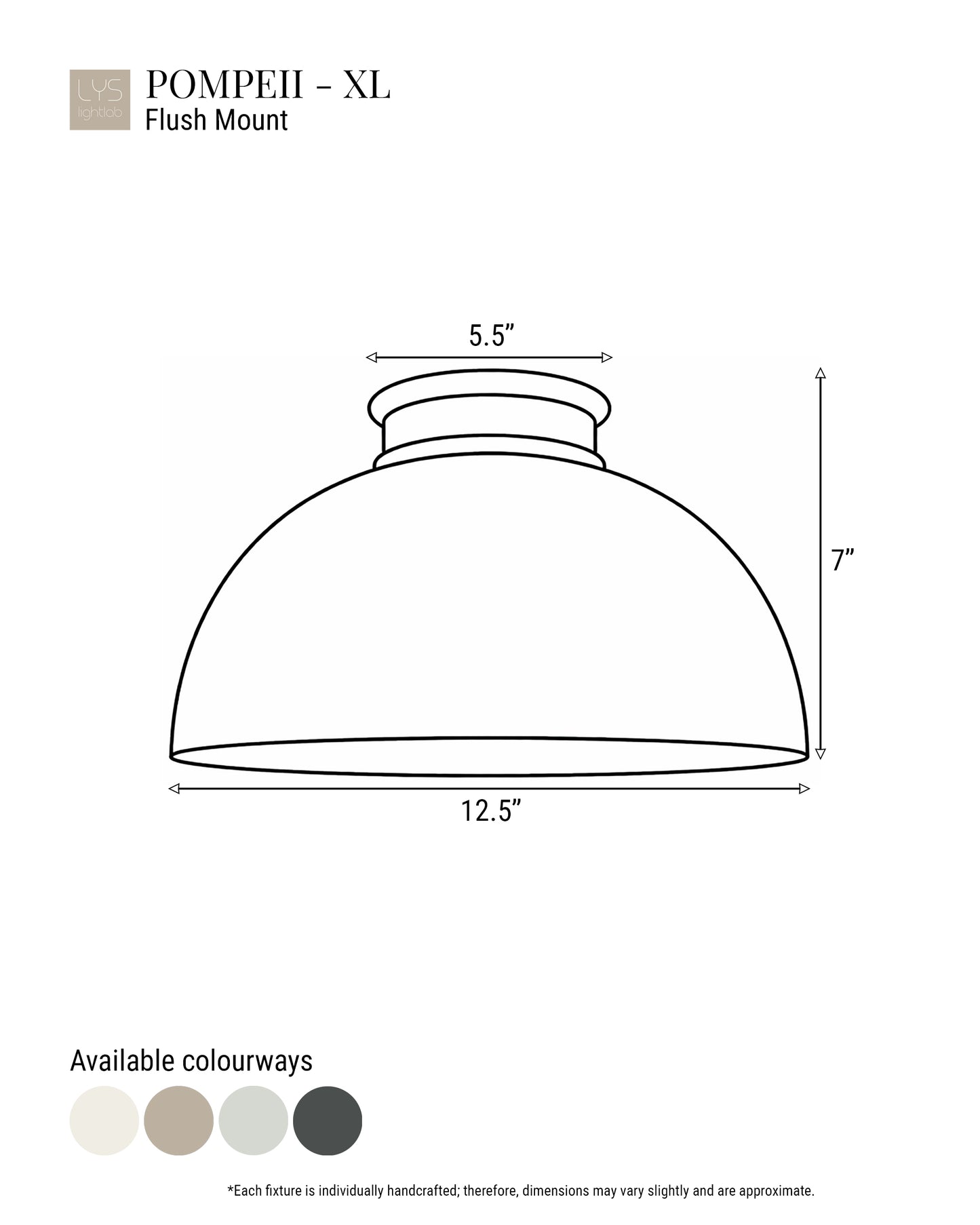 Pompeii Flush Mount Light | XL Dome Ceiling Fixture | Fog Gray