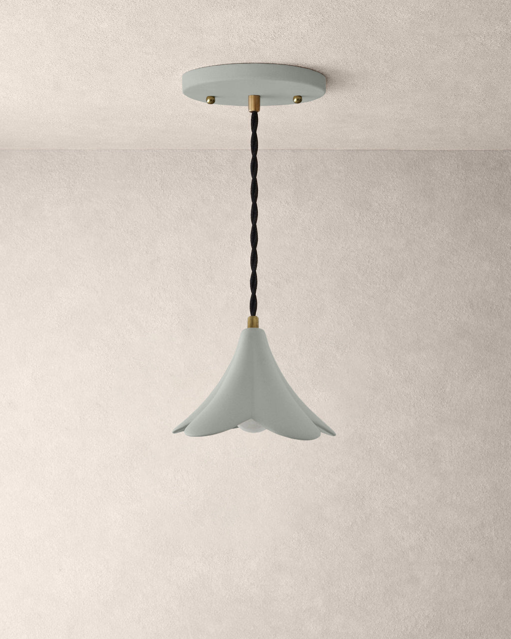 Serafina Pendant Light | Small Flower Hanging Fixture | Fog Gray