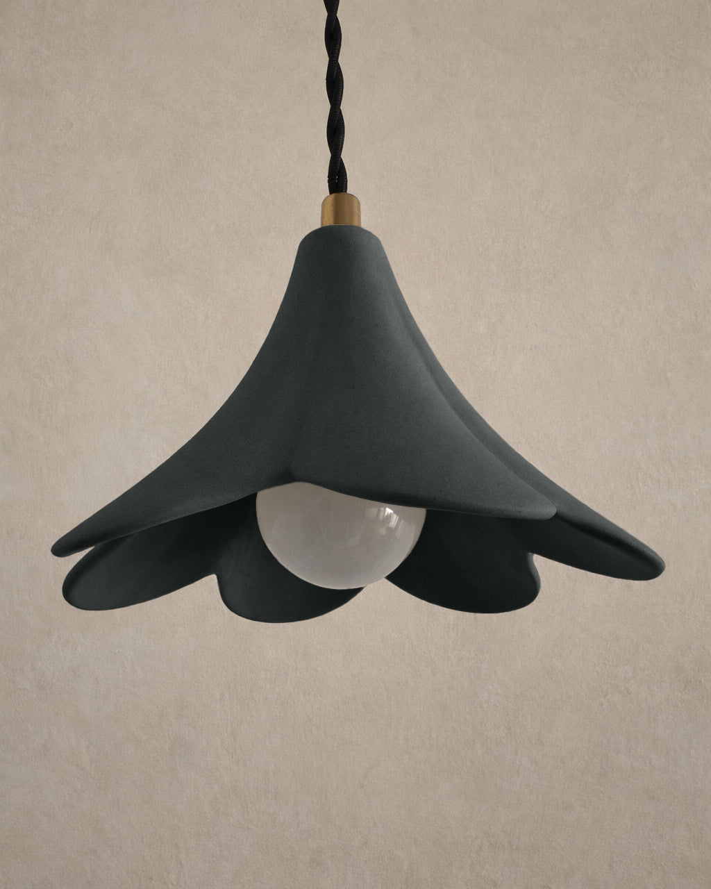Serafina Pendant Light | Small Flower Hanging Fixture | Shadow Charcoal Gray