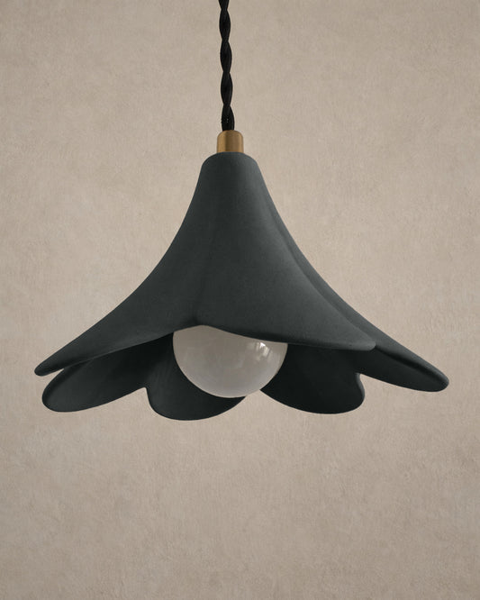 Serafina Pendant Light | Small Flower Hanging Fixture | Shadow Charcoal Gray