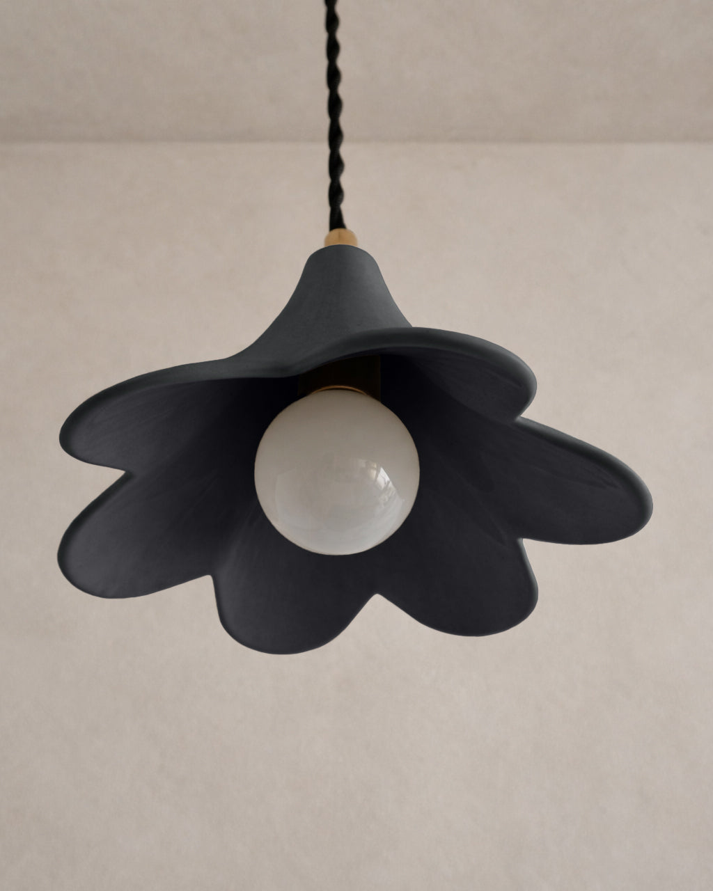 Serafina Pendant Light | Small Flower Hanging Fixture | Shadow Charcoal Gray
