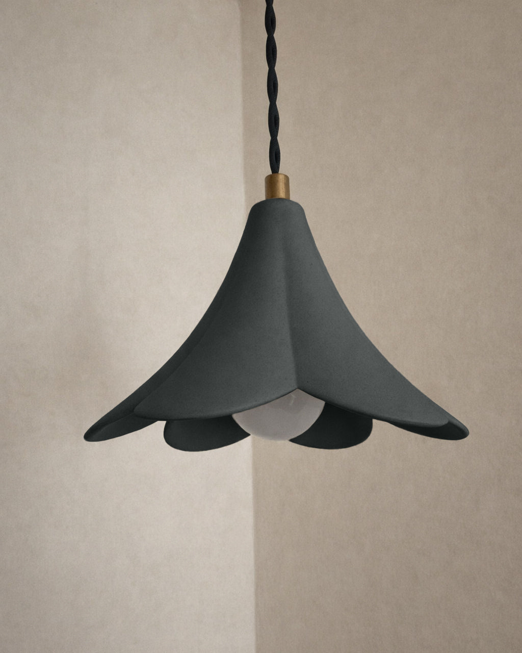Serafina Pendant Light | Small Flower Hanging Fixture | Shadow Charcoal Gray