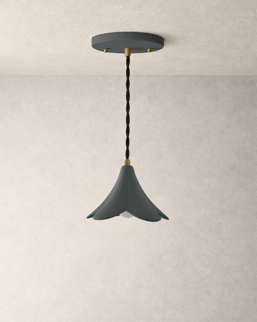 Serafina Pendant Light | Small Flower Hanging Fixture | Shadow Charcoal Gray