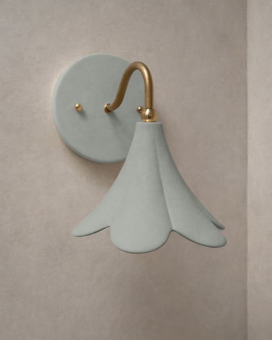Serafina Wall Sconce | Small Floral Light Fixture | Fog Gray