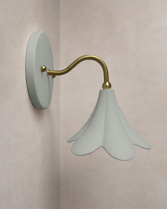 Serafina Wall Sconce | Small Floral Light Fixture | Fog Gray