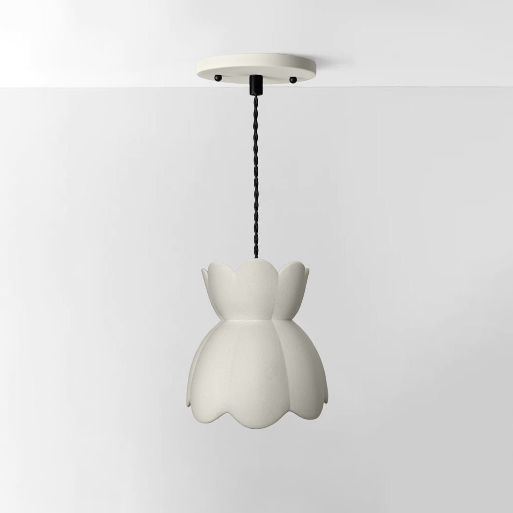 Vallea Pendant Light | Small Floral Hanging Fixture | Bone White