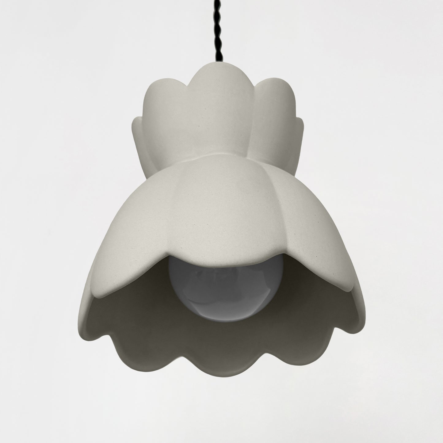 Vallea Pendant Light | Small Floral Hanging Fixture | Bone White