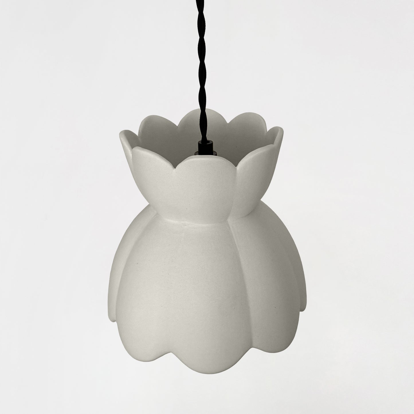 Vallea Pendant Light | Small Floral Hanging Fixture | Bone White