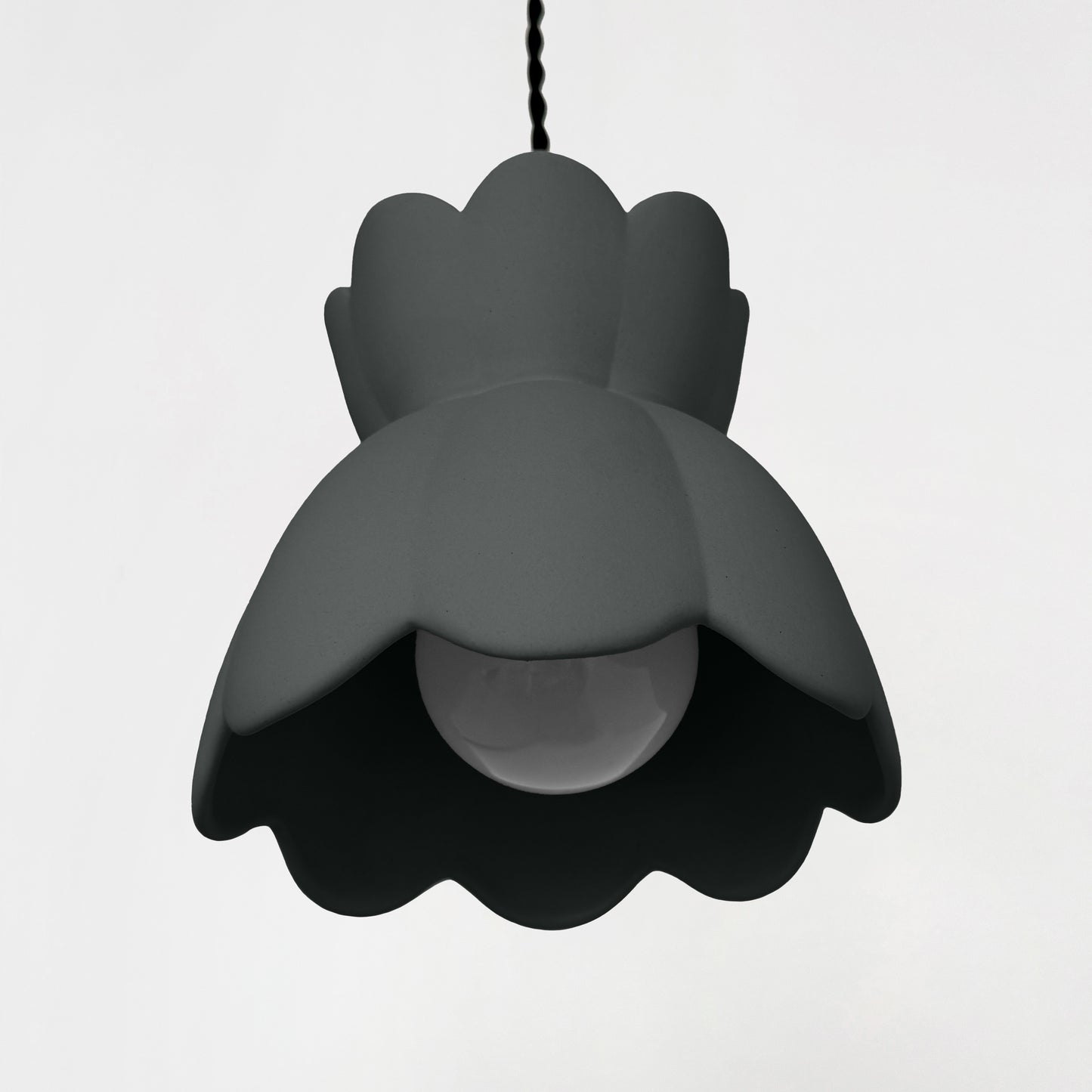 Vallea Pendant Light | Small Floral Hanging Fixture | Shadow Charcoal Gray