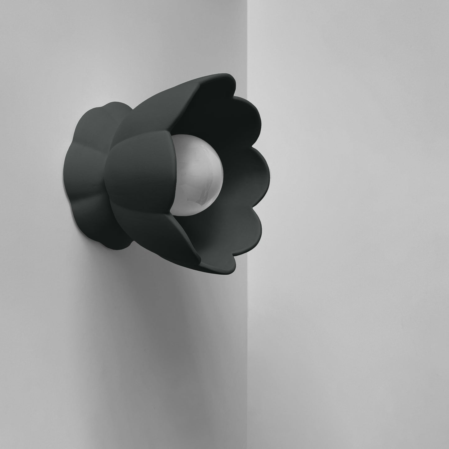 Vallea Wall Sconce | Small Floral Light Fixture | Shadow Charcoal Gray