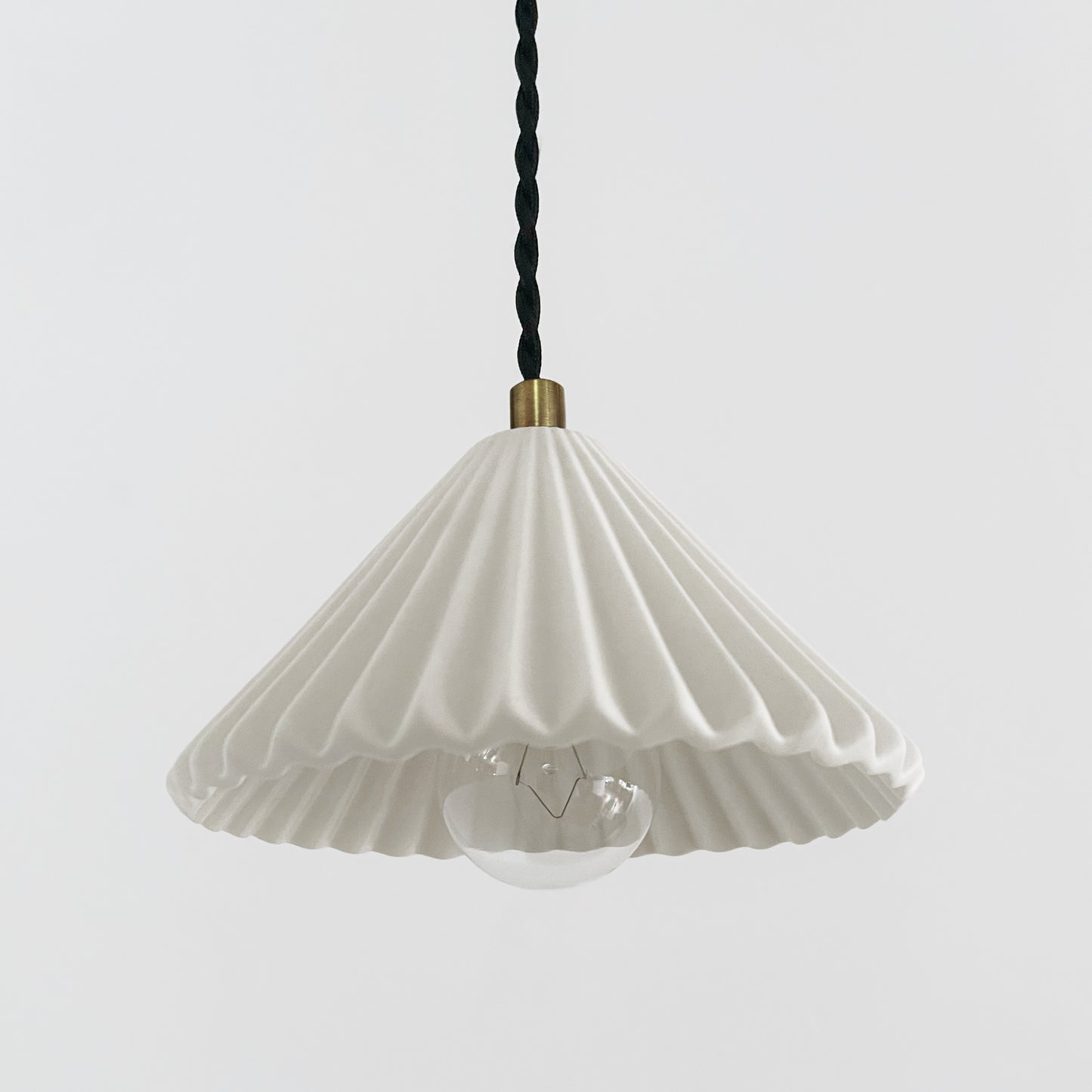 Picco Pendant Light | Small Pleated Hanging Fixture | Bone White