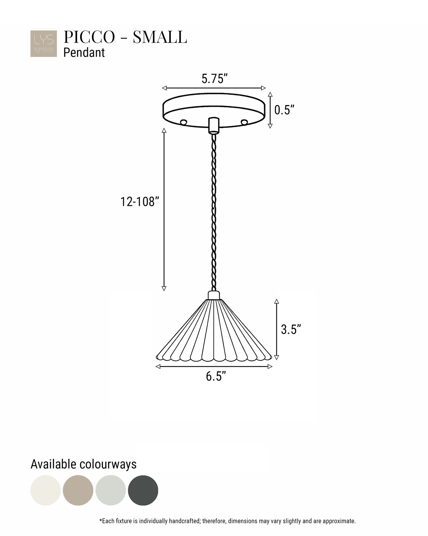 Picco Pendant Light | Small Pleated Hanging Fixture | Shadow Charcoal Gray