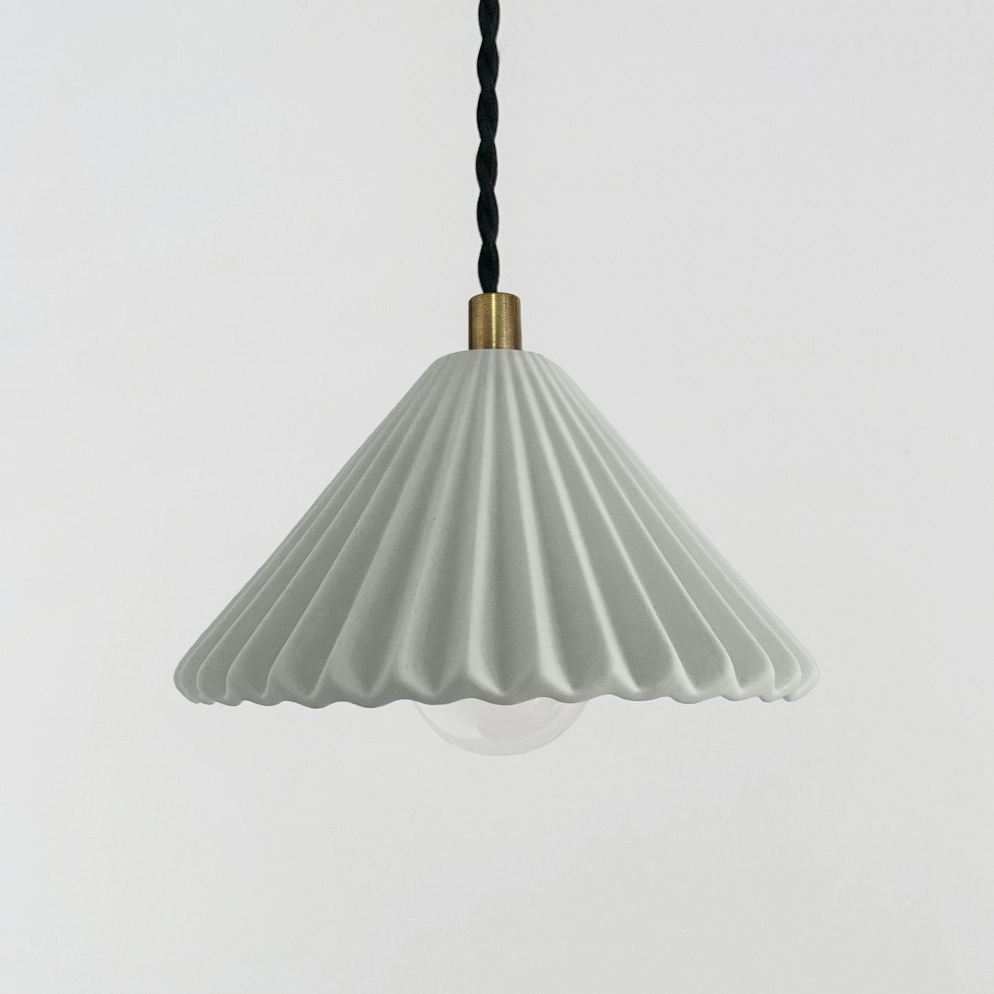 Picco Pendant Light | Small Pleated Hanging Fixture | Fog Gray