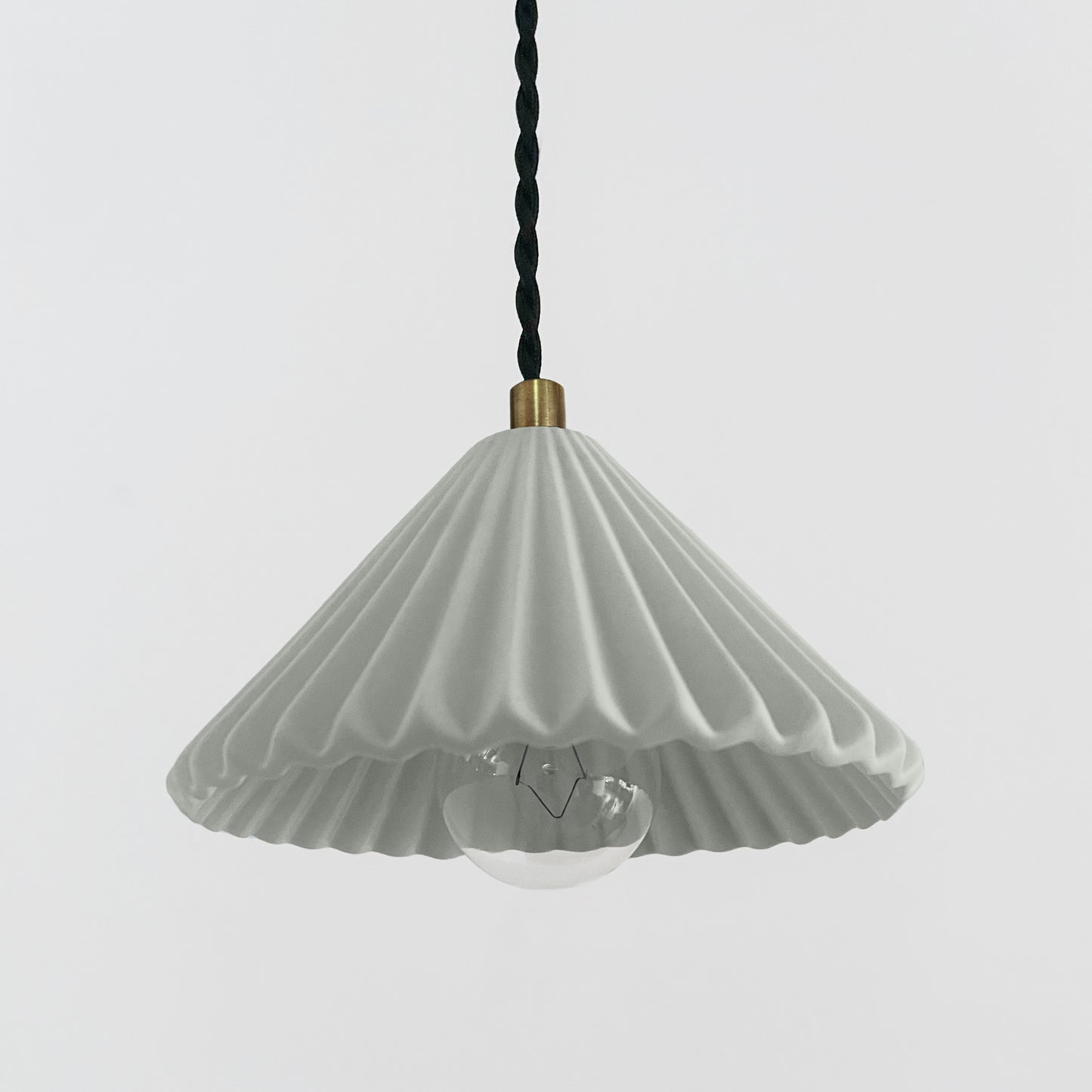 Picco Pendant Light | Small Pleated Hanging Fixture | Fog Gray