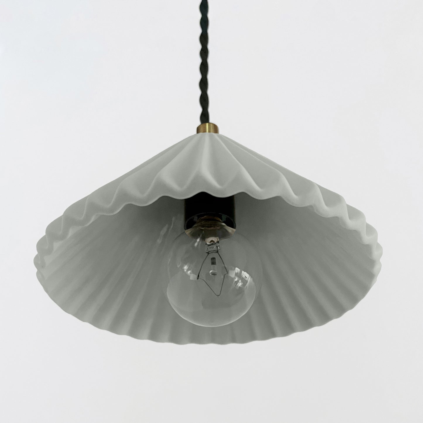 Picco Pendant Light | Small Pleated Hanging Fixture | Fog Gray