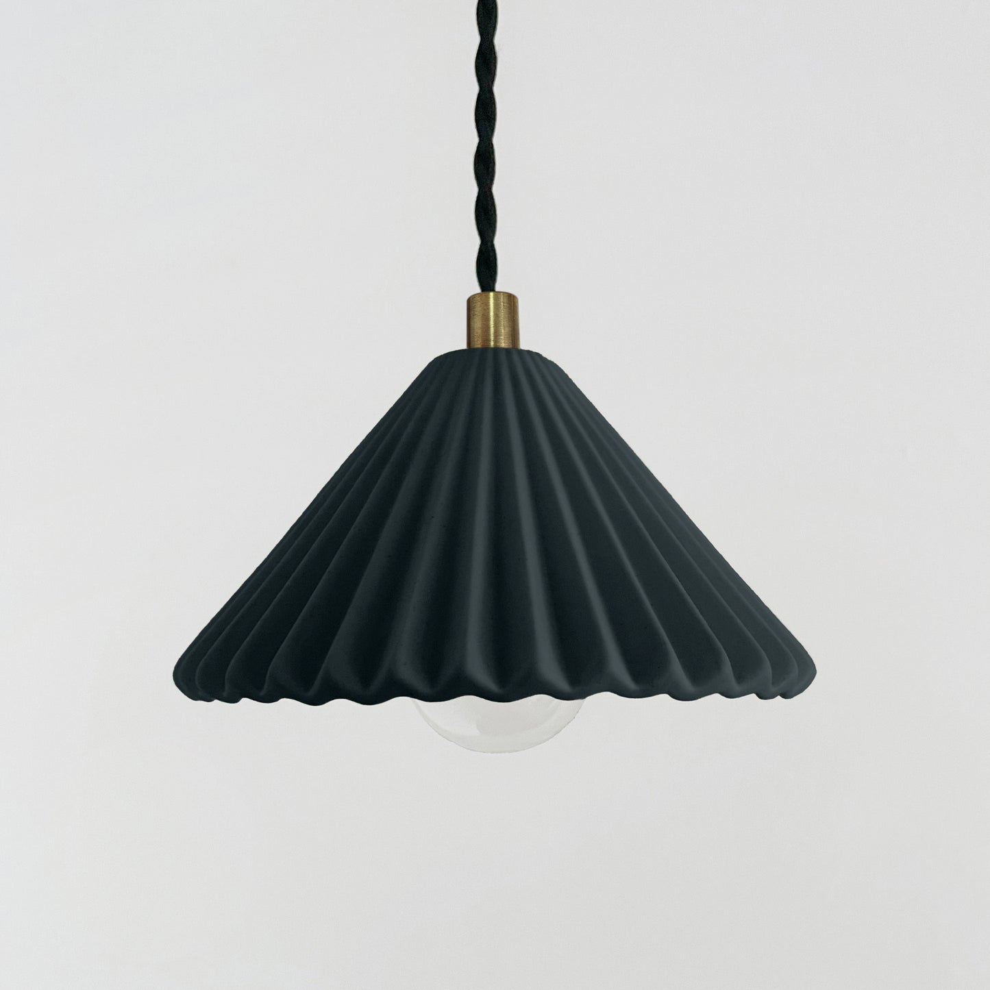Picco Pendant Light | Small Pleated Hanging Fixture | Shadow Charcoal Gray