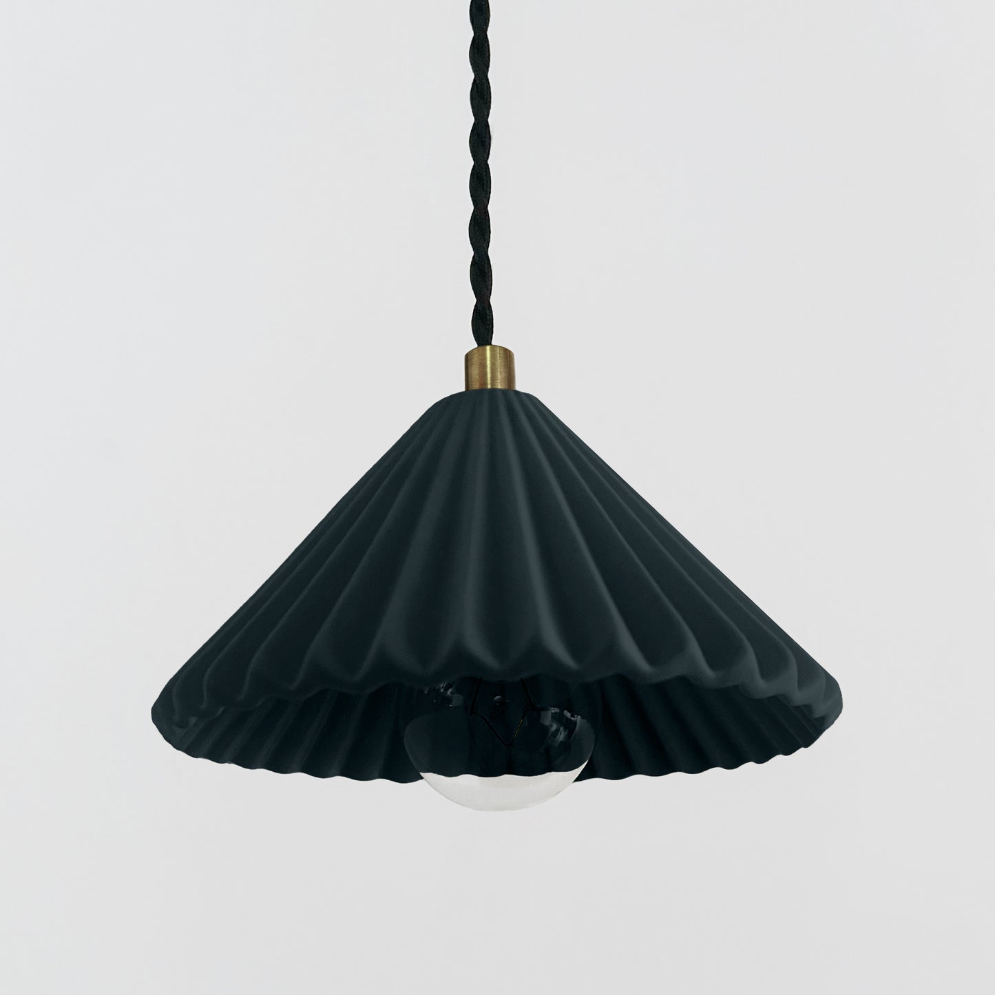 Picco Pendant Light | Small Pleated Hanging Fixture | Shadow Charcoal Gray
