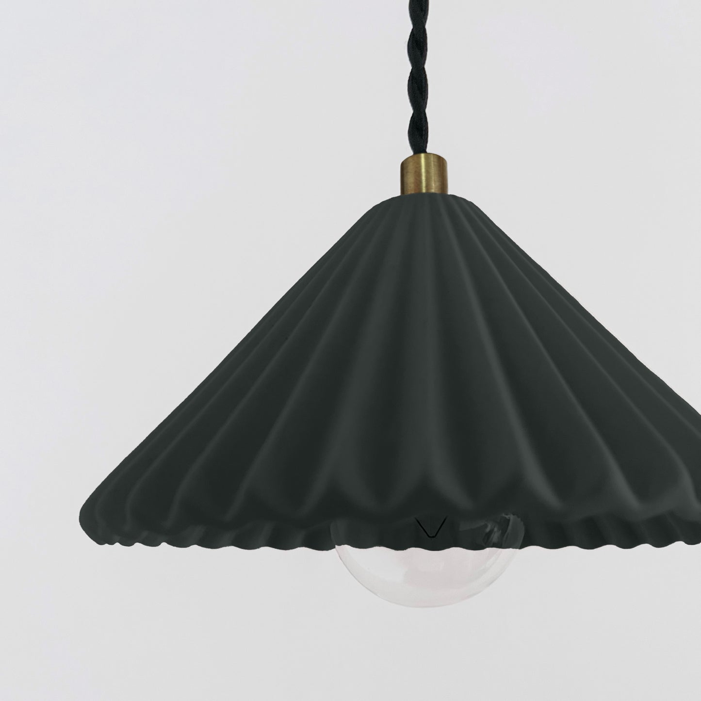 Picco Pendant Light | Small Pleated Hanging Fixture | Shadow Charcoal Gray