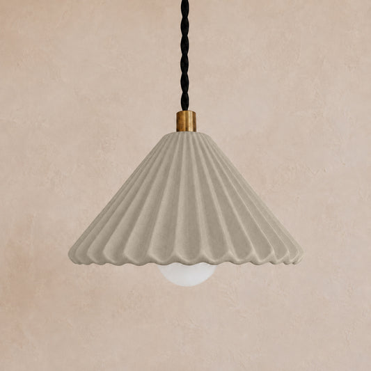 Picco Pendant Light | Small Pleated Hanging Fixture | Dune Natural