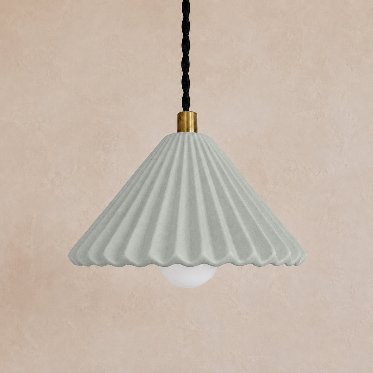 Picco Pendant Light | Small Pleated Hanging Fixture | Fog Gray