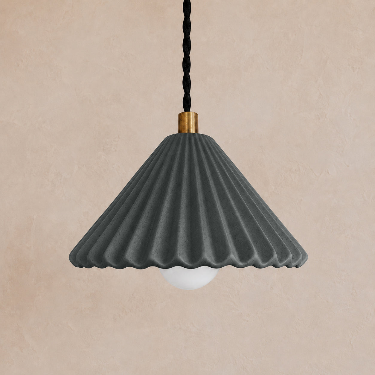 Picco Pendant Light | Small Pleated Hanging Fixture | Shadow Charcoal Gray