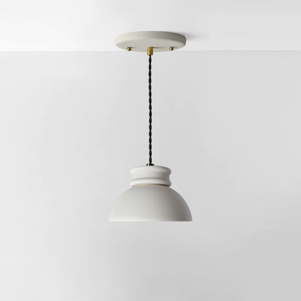 Pompeii Pendant Light | Small Dome Hanging Fixture | Bone White