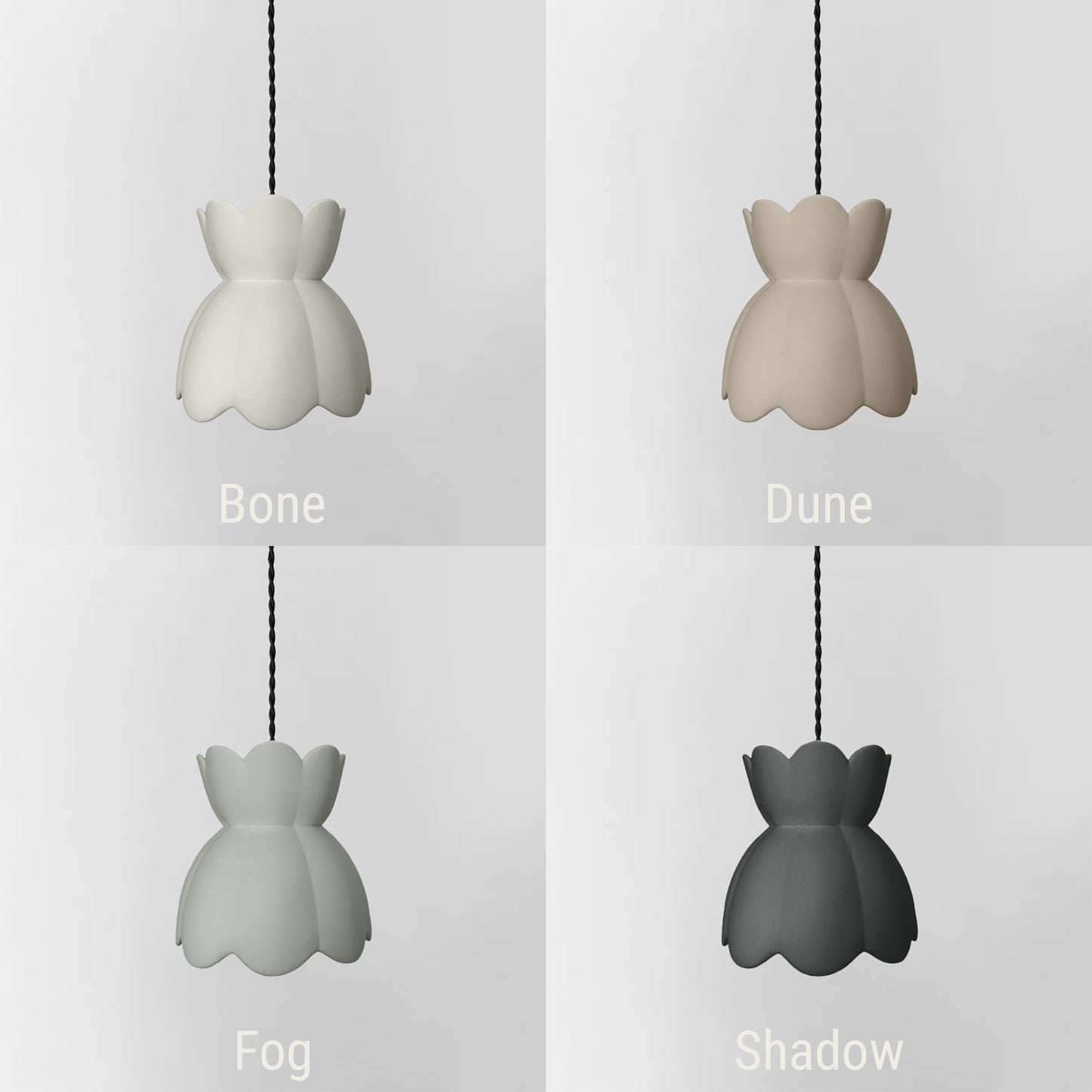 Vallea Pendant Light | Small Floral Hanging Fixture | Shadow Charcoal Gray