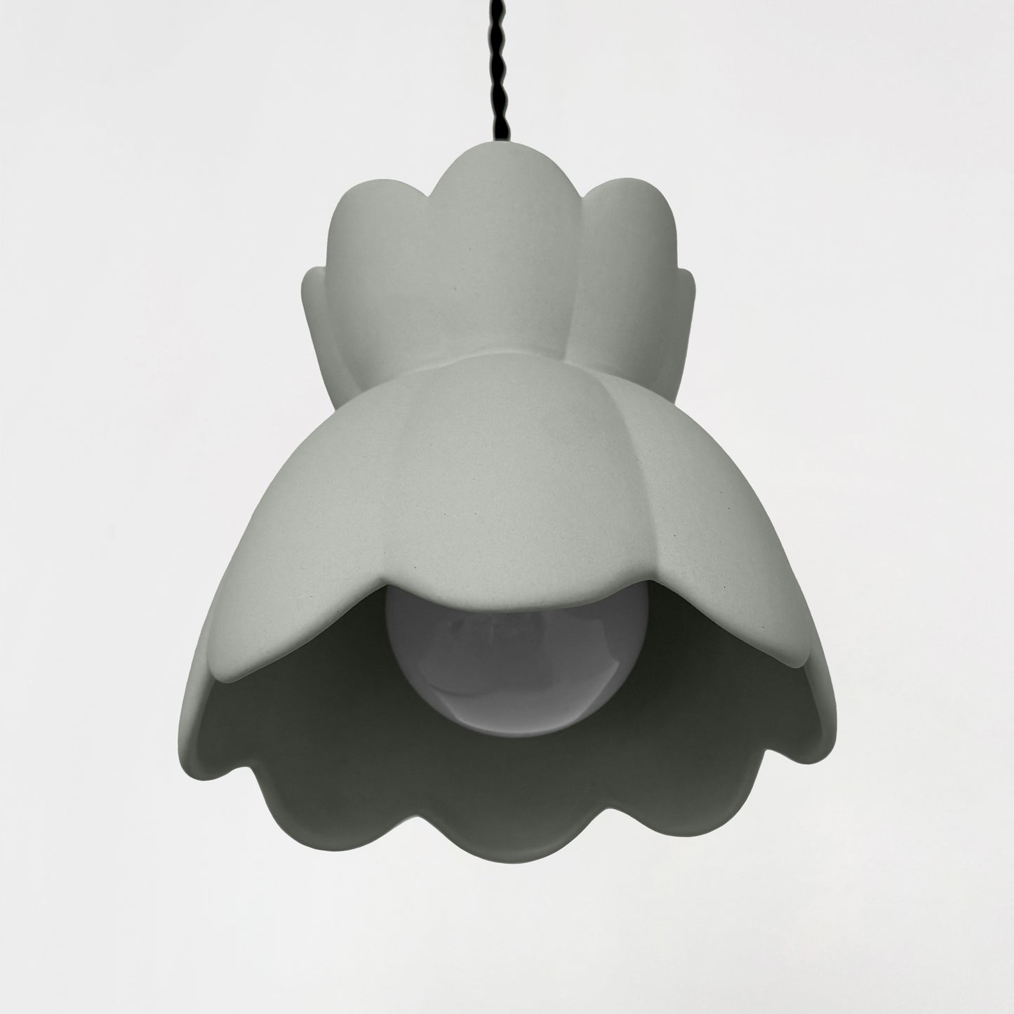 Vallea Pendant Light | Small Floral Hanging Fixture | Fog Gray