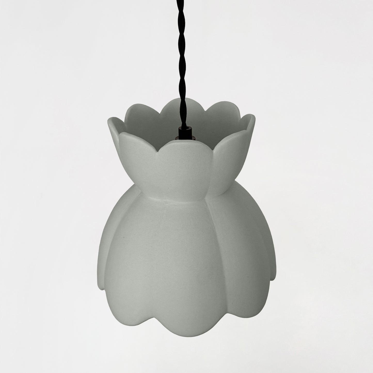 Vallea Pendant Light | Small Floral Hanging Fixture | Fog Gray