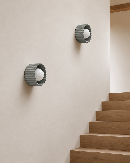 Syracuse Wall Sconce | Small Pleated Light Fixture | Fog Gray