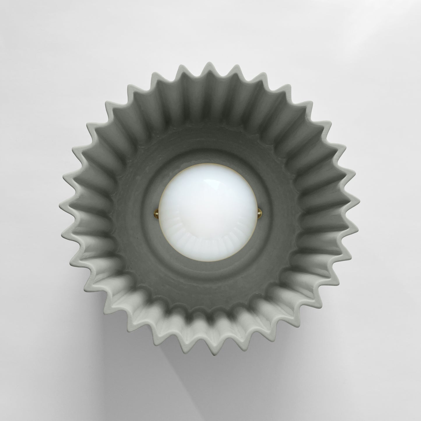 Syracuse Flush Mount Light | Large Pleated Ceiling Fixture | Fog Gray