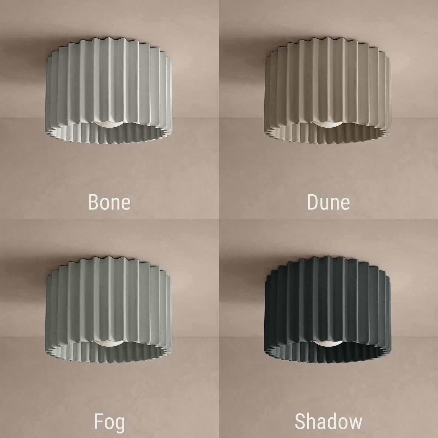 Syracuse Flush Mount Light | Large Pleated Ceiling Fixture | Bone White